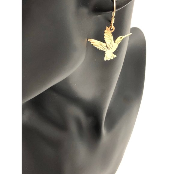 Wild Bryde Gold Plated Hummingbird Pierced Earrings - Picture 1 of 3